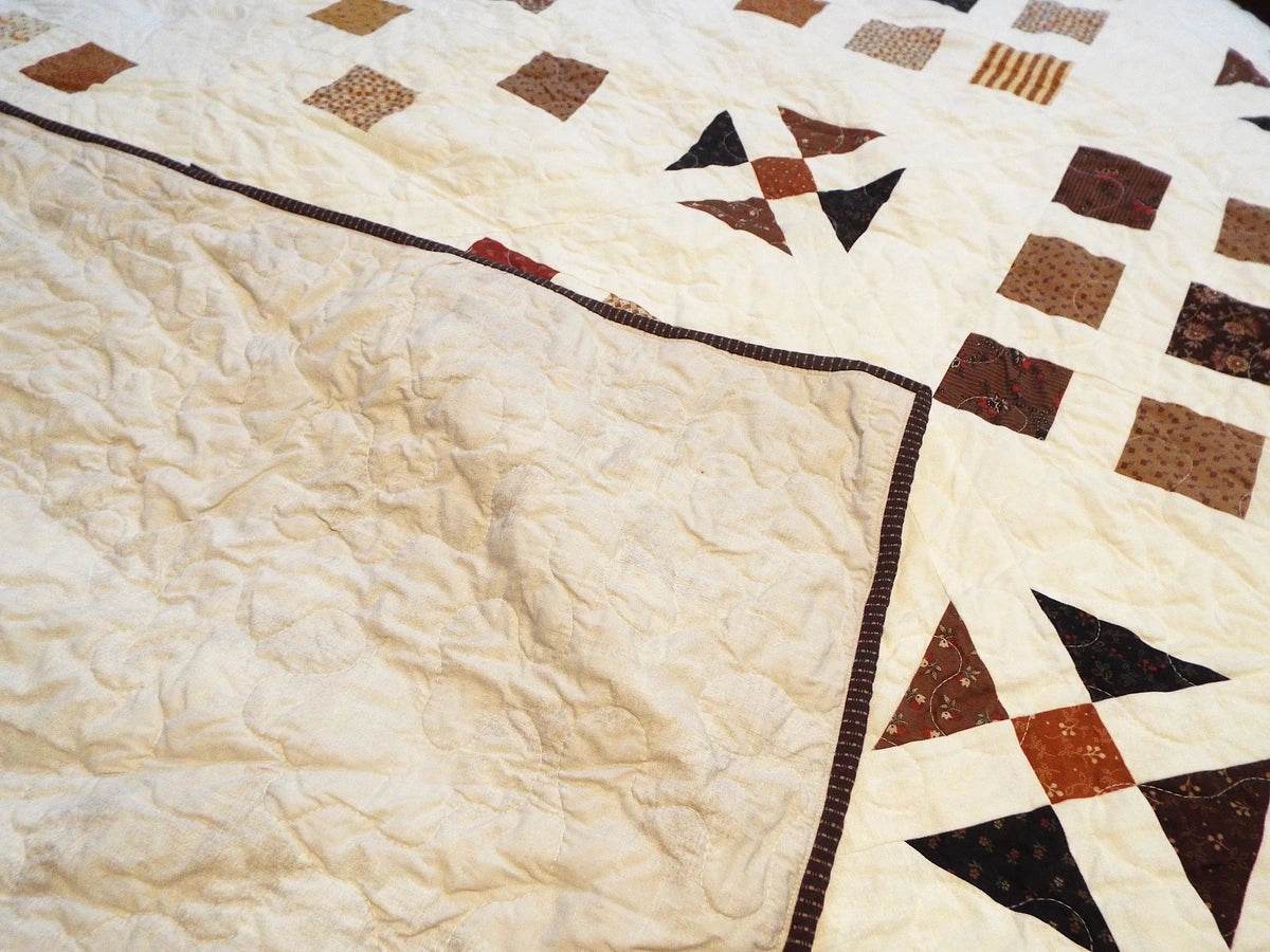 View of both backing and quilt top for Adamstown queen quilt