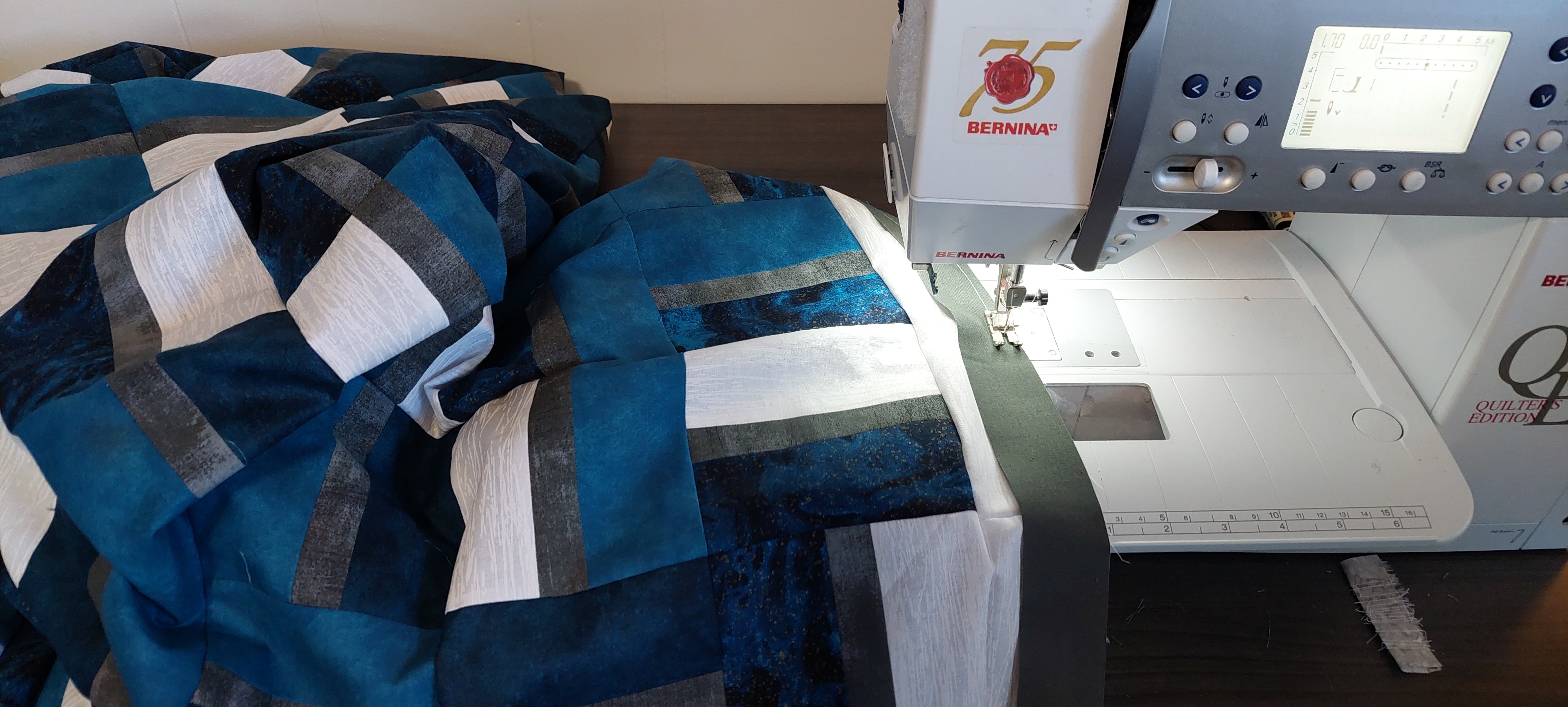 Custom quilt under the sewing machine