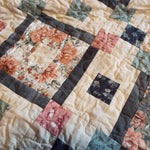 Detail stitching shot of handmade twin quilt