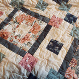 Detail stitching shot of handmade twin quilt