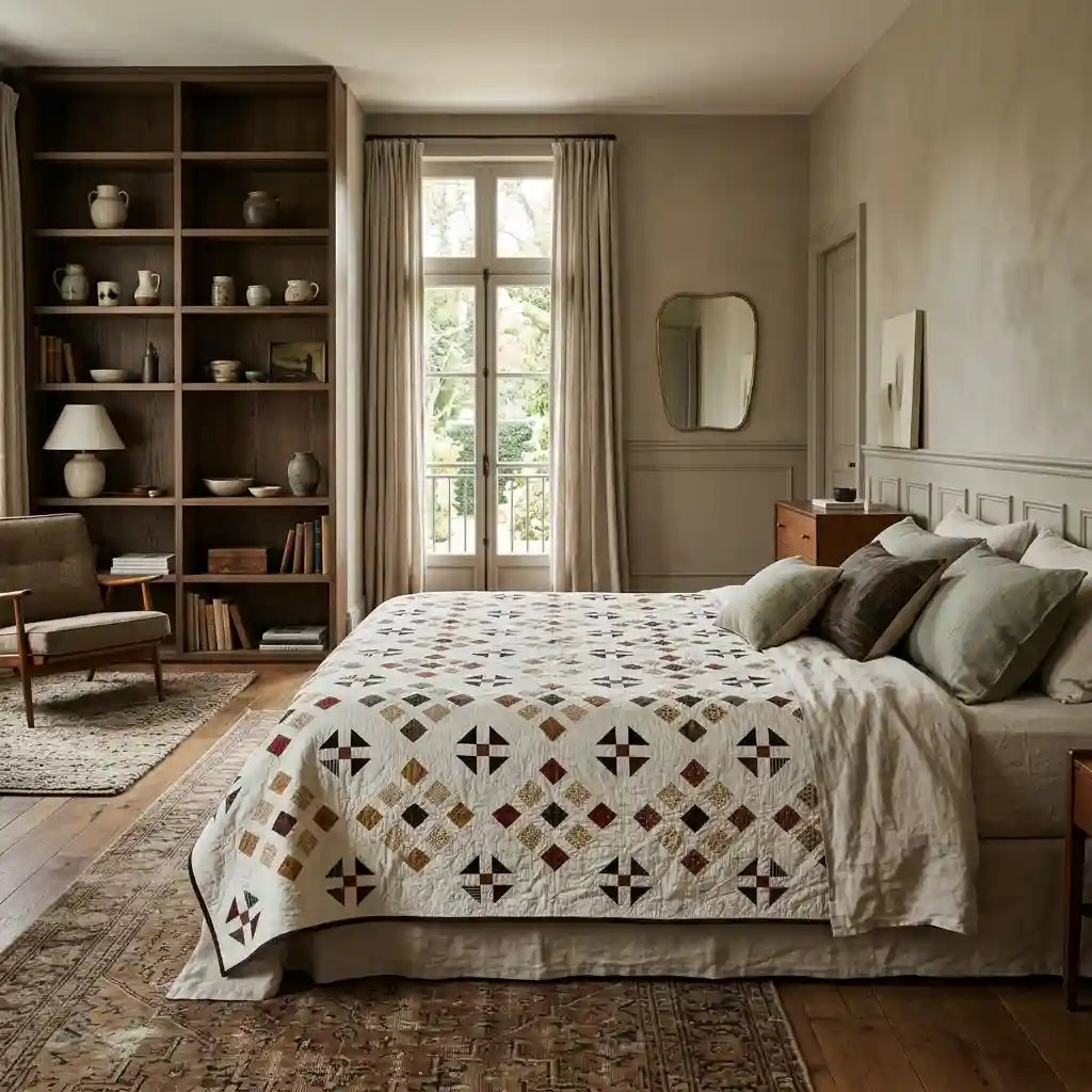 Adamstown Queen shown in an architectural-collected style bedroom with diffused lighting.