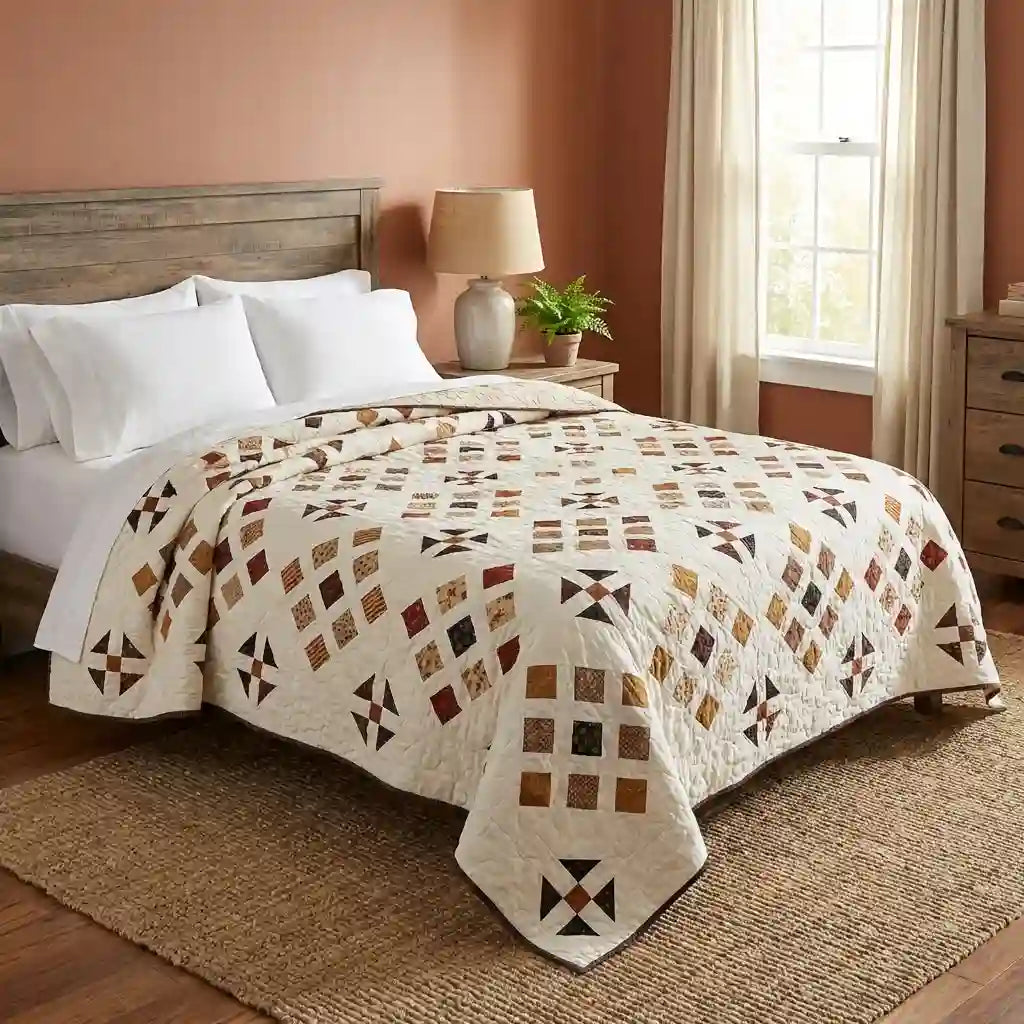 Adamstown Queen shown in a simple bedroom with terra-cotta colored walls.