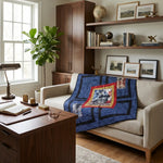 Air Force Eagle Throw Quilt is styled on a beige sofa in a warm, modern living room.