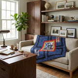 Air Force Eagle Throw Quilt is styled on a beige sofa in a warm, modern living room.