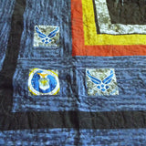 Close up of stitching on Air Force Airman Throw Quilt.