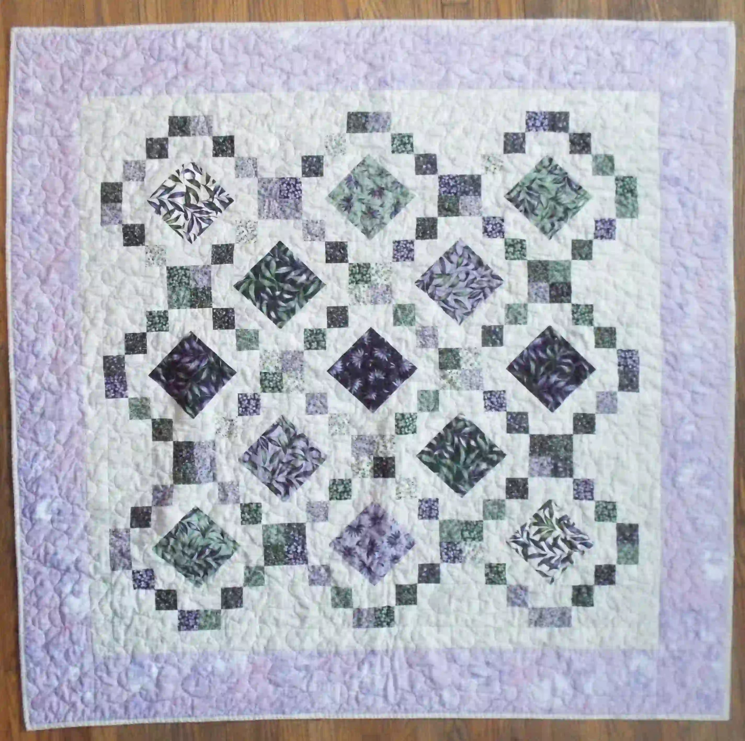 Flat lay of Evening Lattice showing the entire quilt
