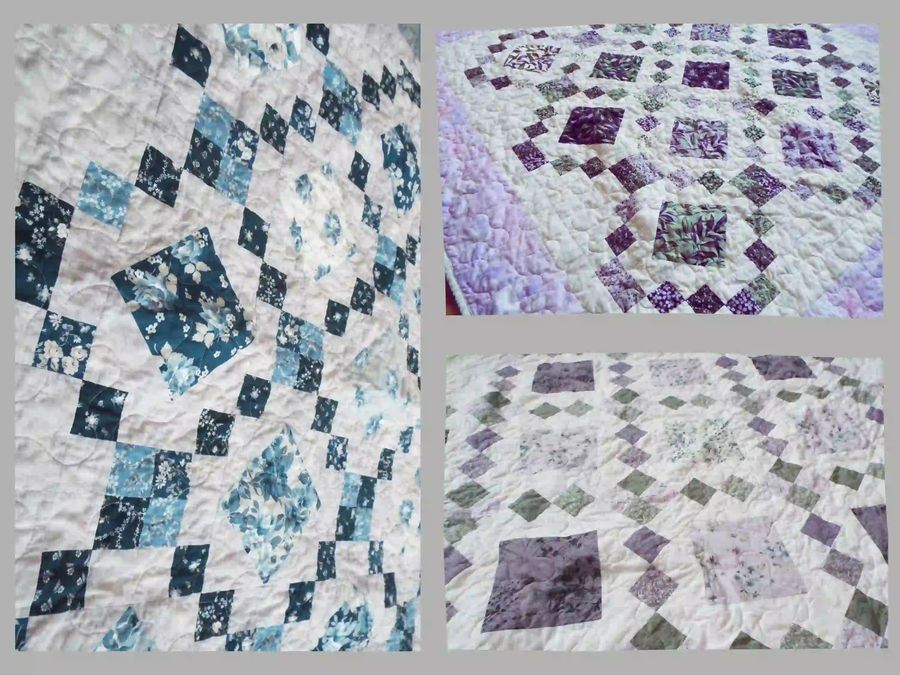 Three different quilts using the same pattern