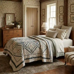 Framed Botanicals Twin Quilt shown in an English country inspired bedroom.