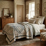 Framed Botanicals Twin Quilt shown in an English country inspired bedroom.