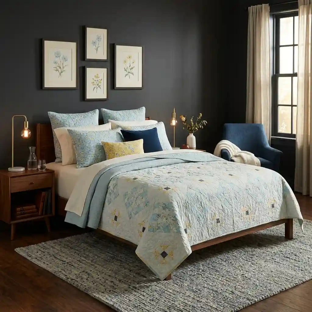 Honeybloom Queen in a dark colored bedroom.
