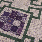 Detail shot of the block and quilting of I Love Purple quilt