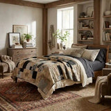 Inkstone King quilt shown in an eclectically styled bedroom.