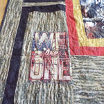 Close up detail of Marine Eagle Handmade Throw Quilt showing stitching detail and close up of smaller panel.
