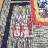 Close up detail of Marine Eagle Handmade Throw Quilt showing stitching detail and close up of smaller panel.