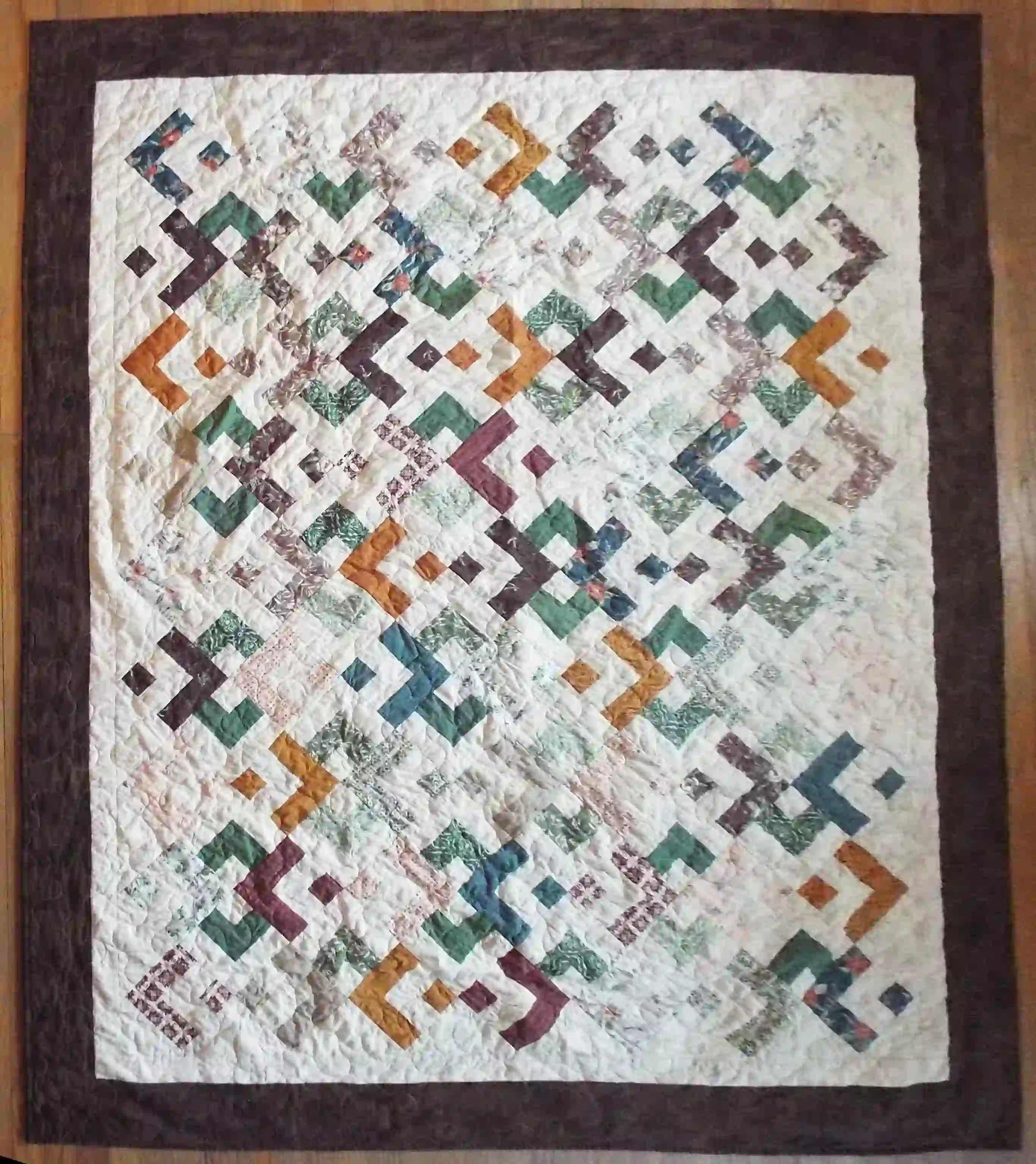 Flat lay of quilt showing entire pattern