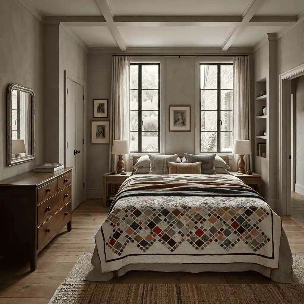 Of Ink & Thread in an architecturally collected bedroom.