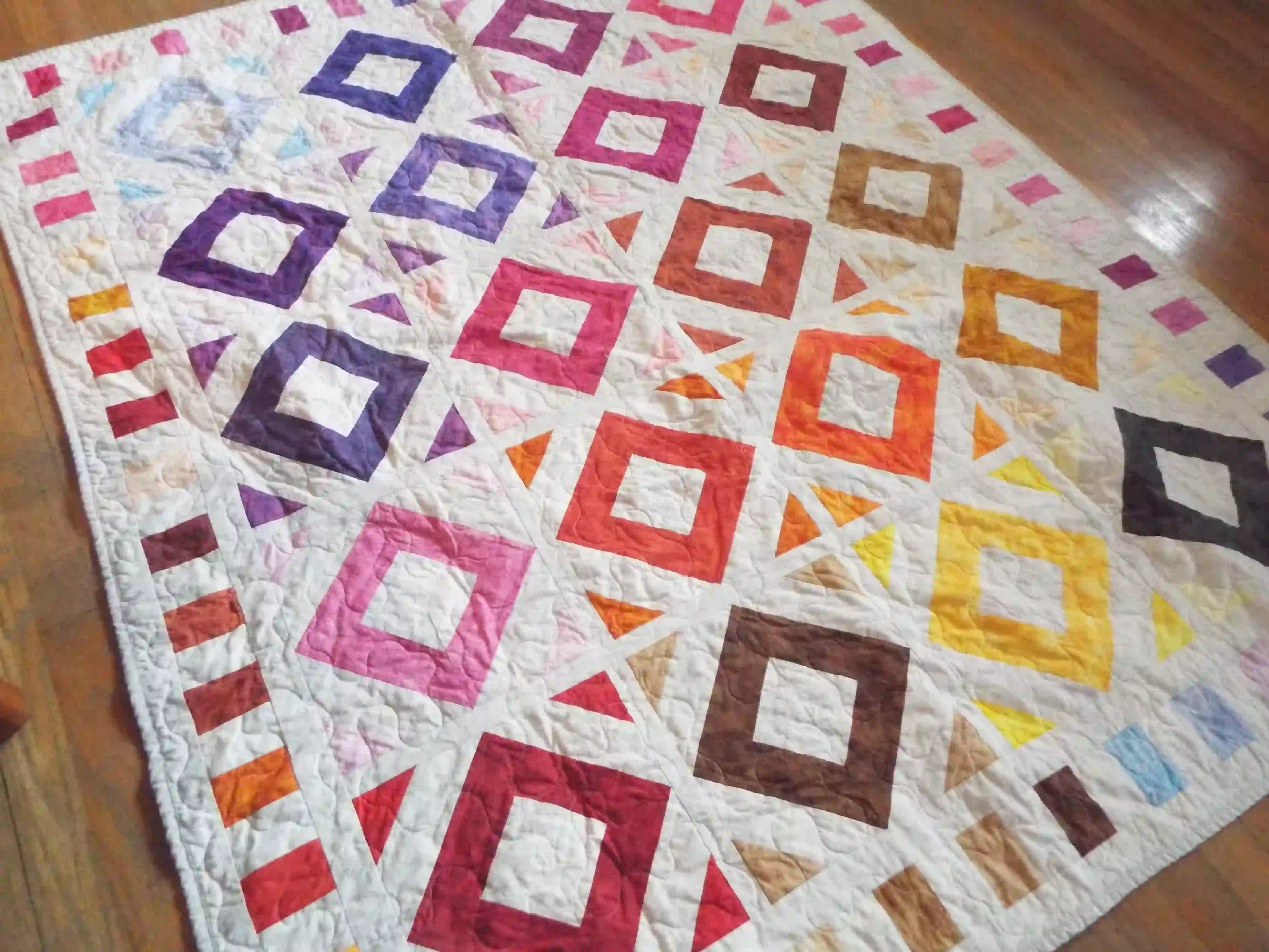 Handmade lap quilt angled lay