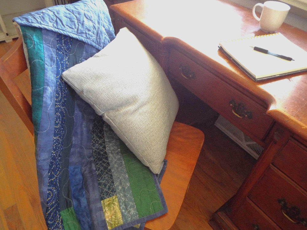 Handcrafted Blue & Green Striped Lap Quilt - SQ Squared Creations
