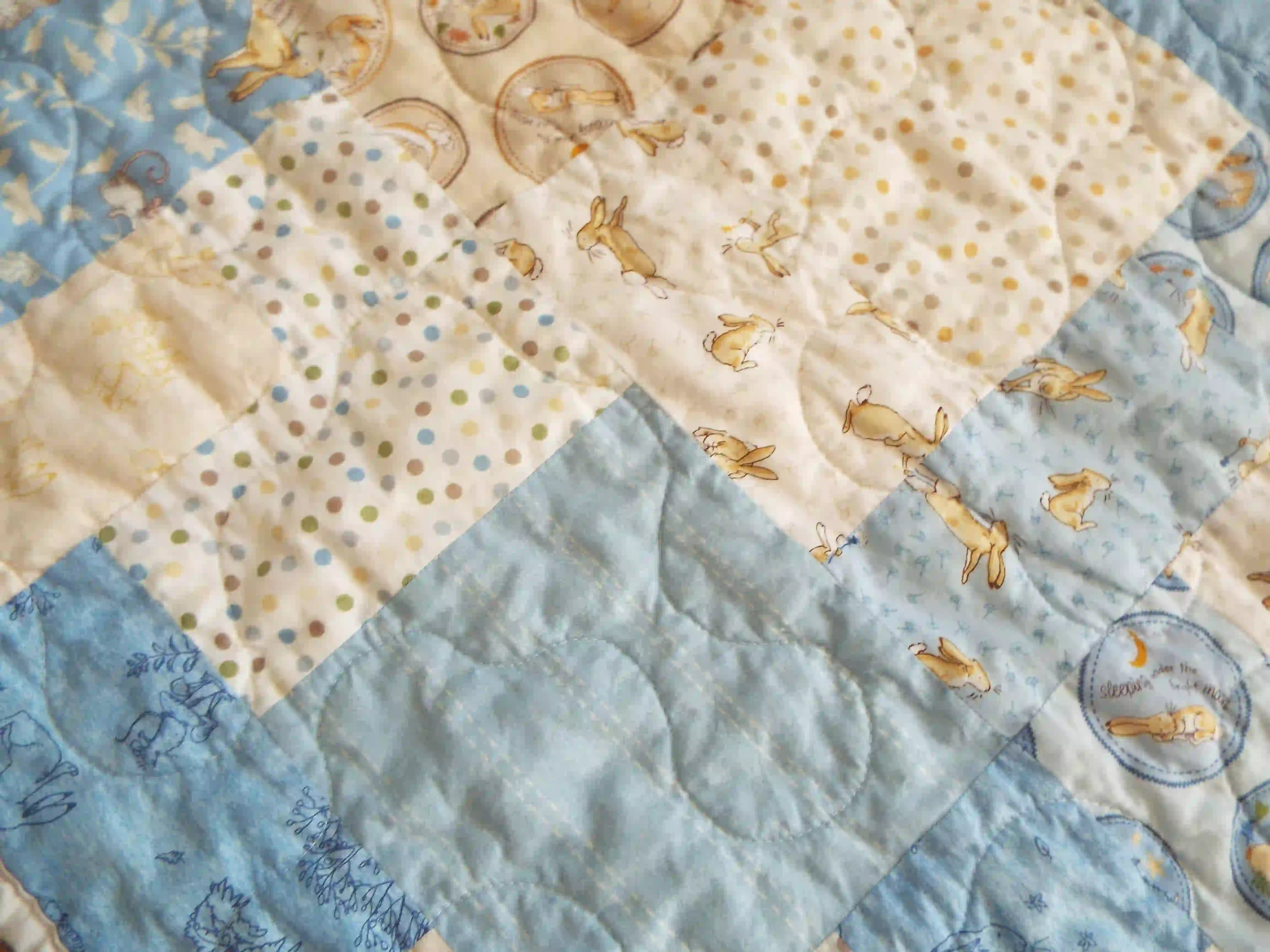 Detail of stitching for baby quilt