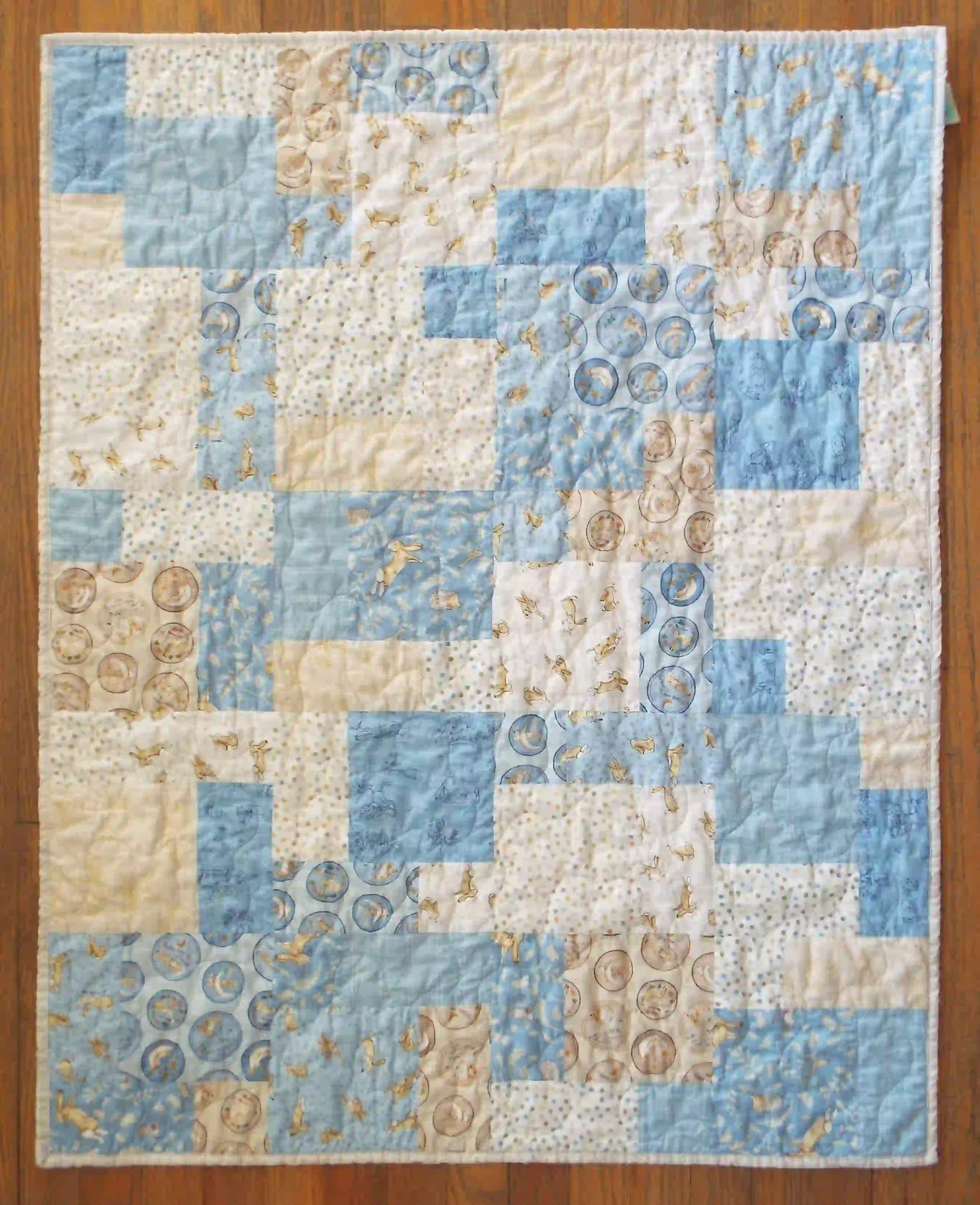 Flay lay of quilt showing pattern
