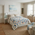 Softspoken Summer king quilt in  coastal-themed bedroom