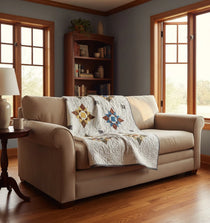 Starry Comfort Throw shown over the back of a couch