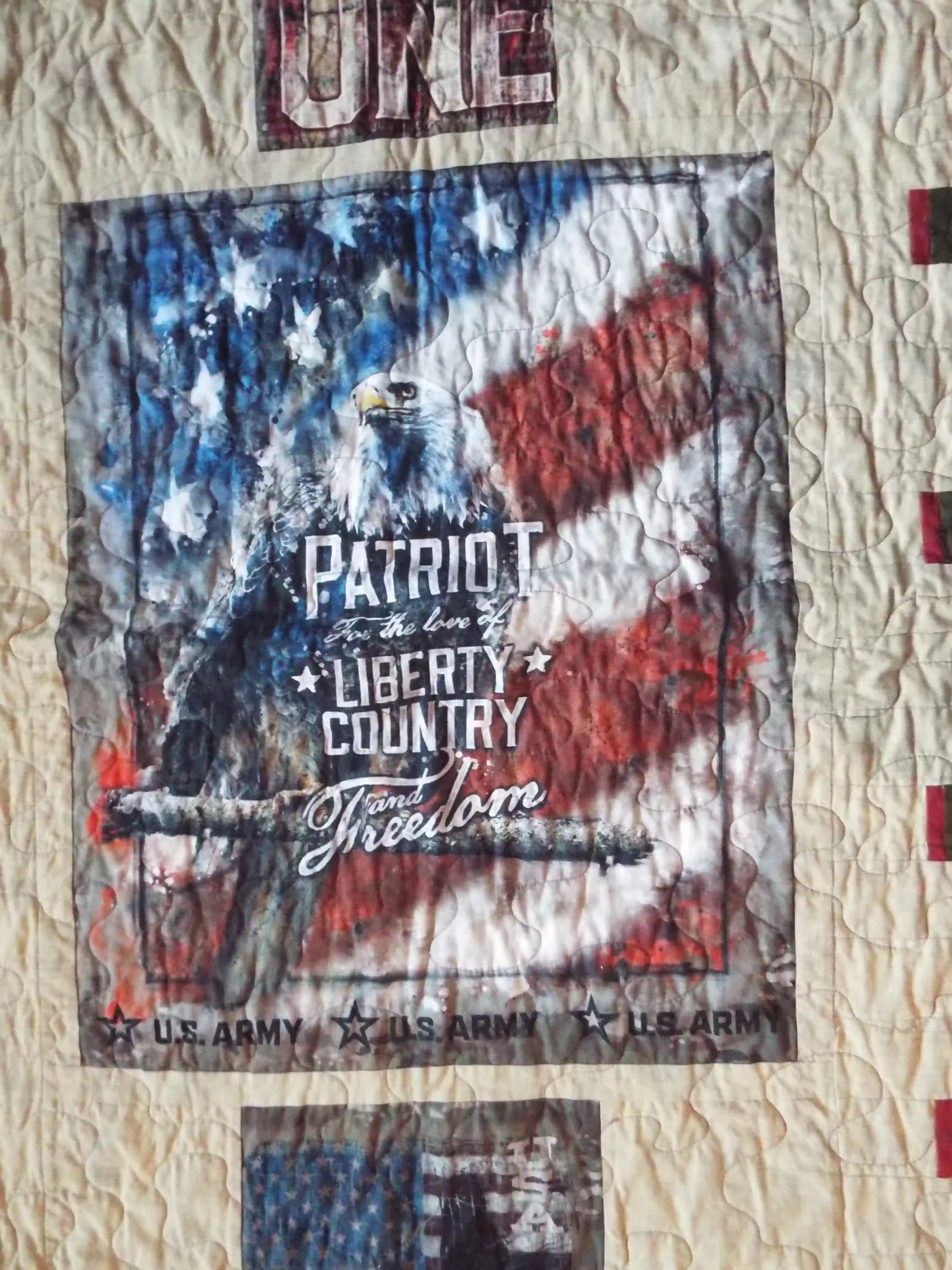 Close up of the primary eagle panel showing stitching and colors