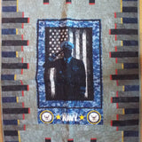 Flat lay of tribute quilt displaying entire quilt