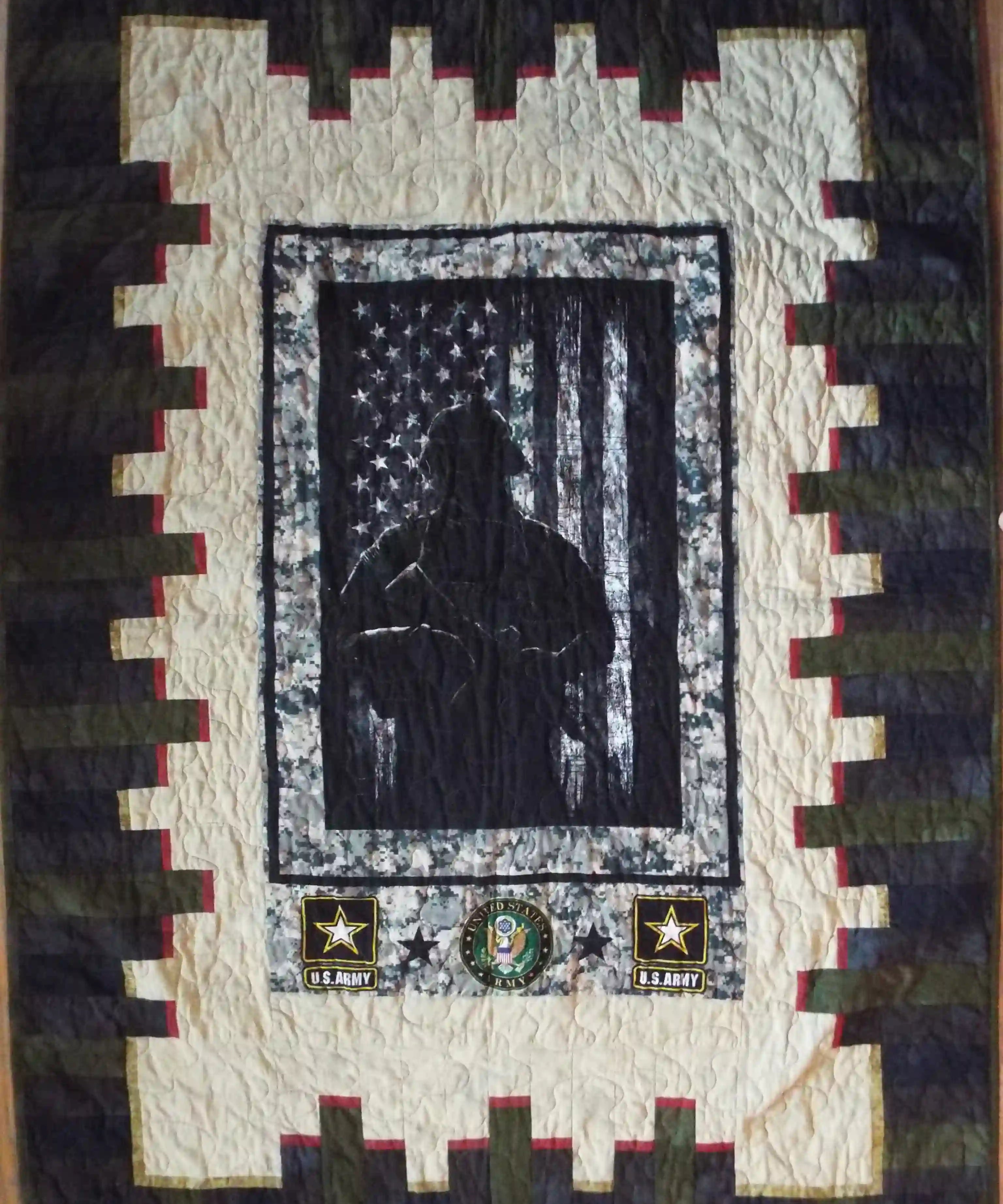 Flat lay of the Soldier Tribute Quilt