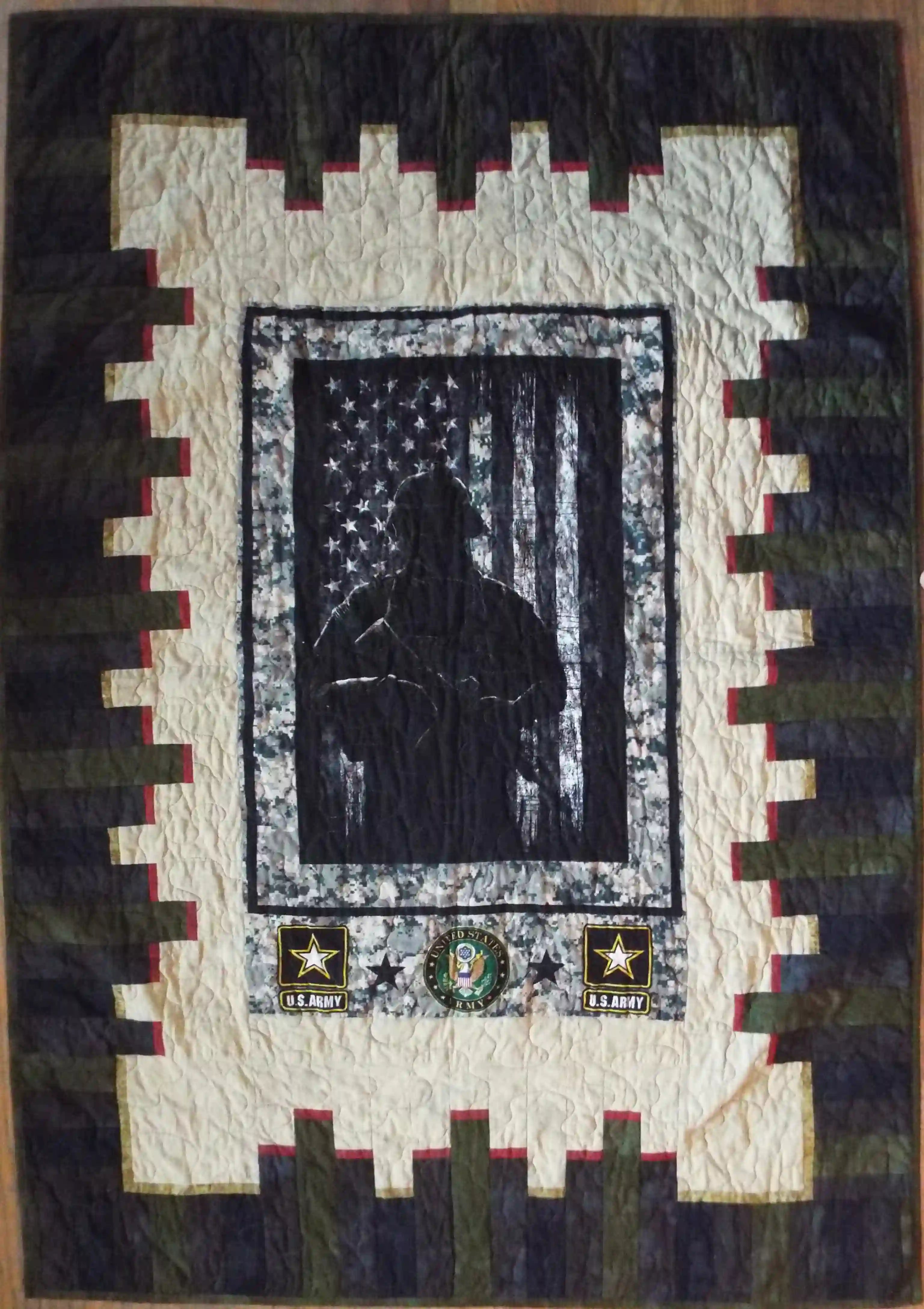 Flat lay of the Soldier Tribute Quilt