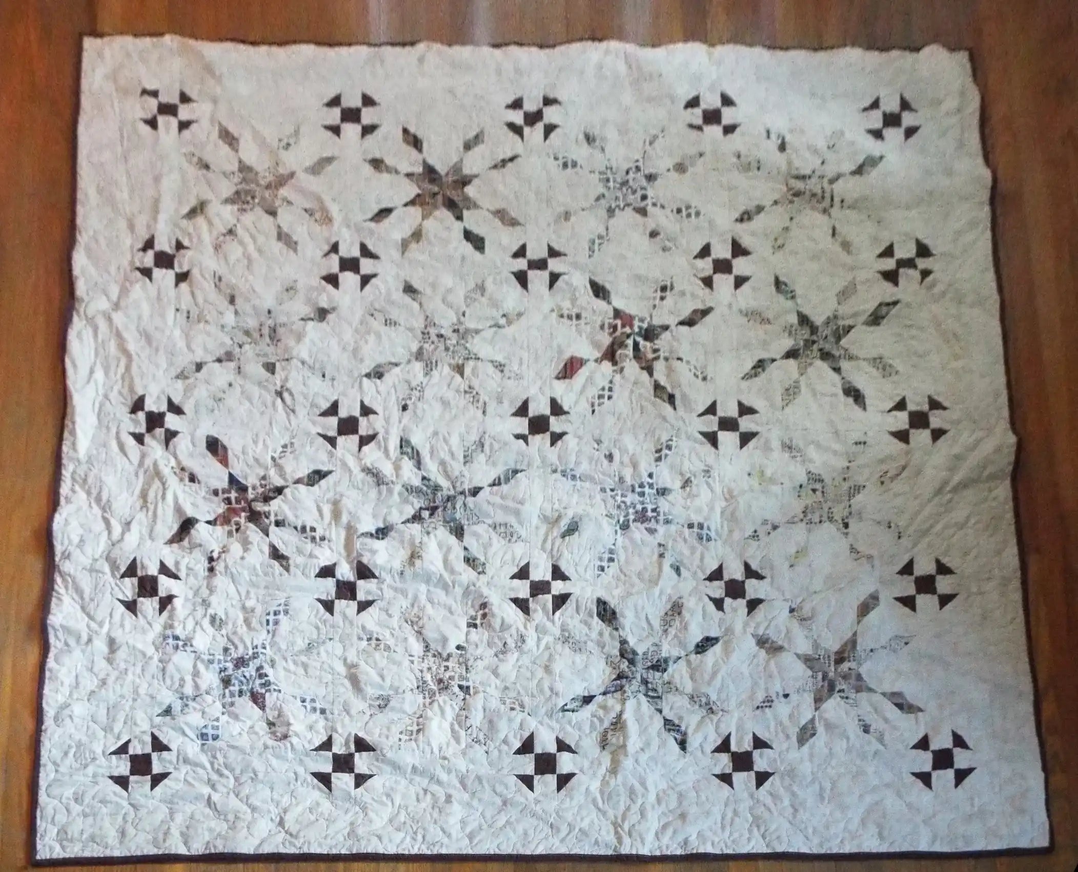 Flat lay of The Archivist Queen Quilt showing the entire pattern.