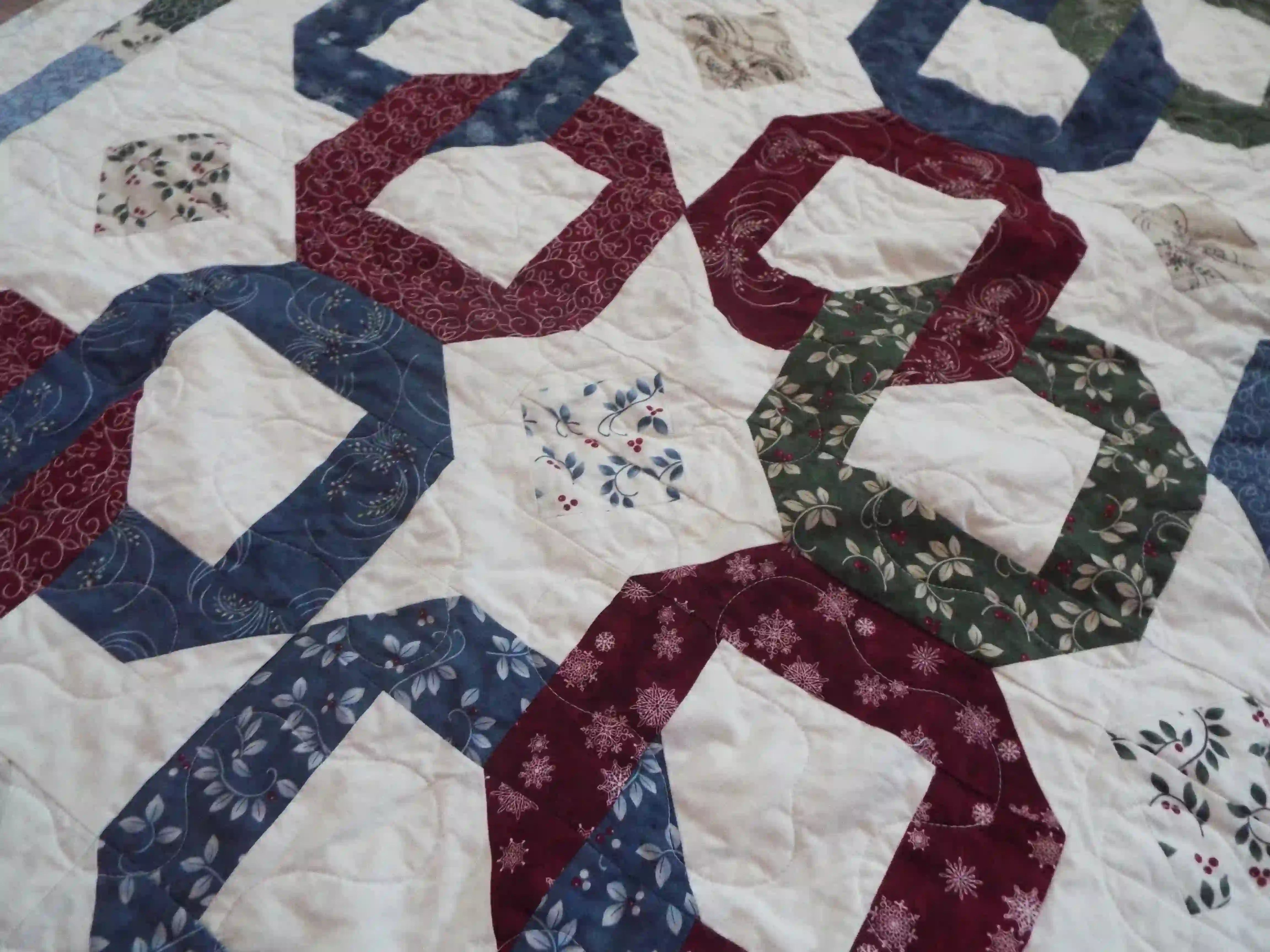 Stitching and piecing detail of Winter Links Lap Quilt.