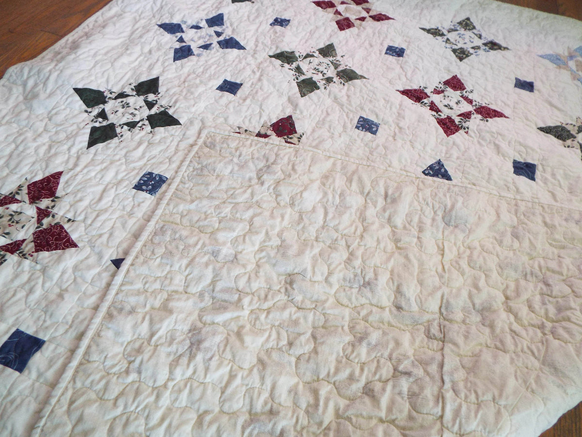 winter wonderland quilt with backing flipped up