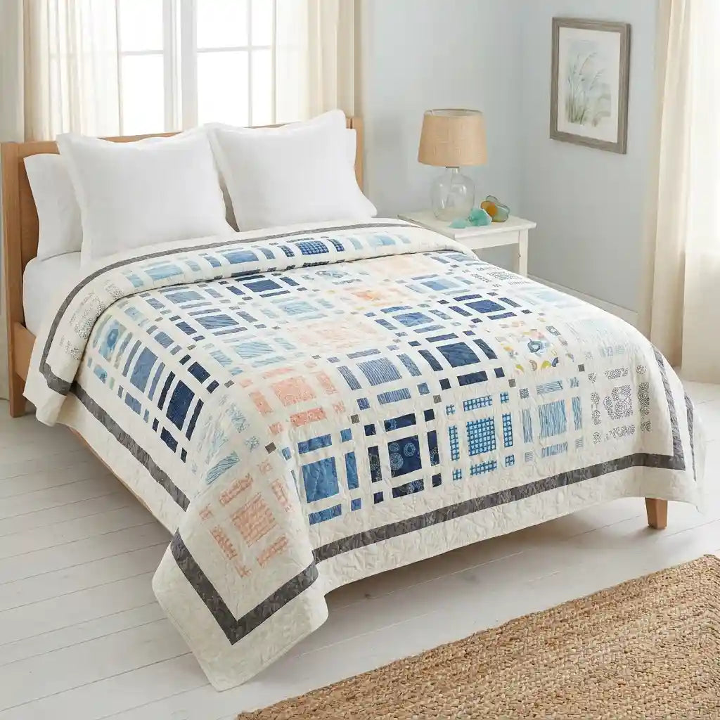 Woven Breeze queen on a queen bed in a coastal-inspired bedroom.