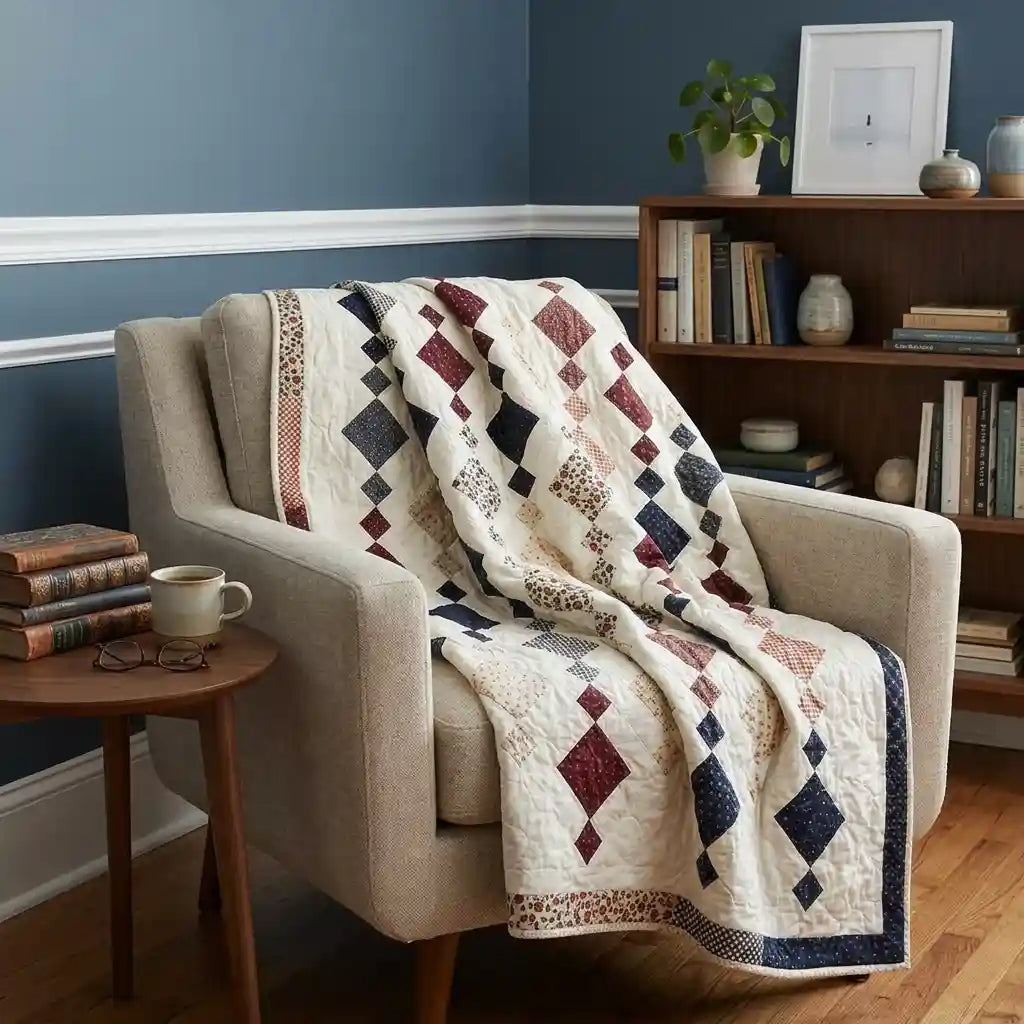 Woven Freedom shown draped over a chair in a reading nook